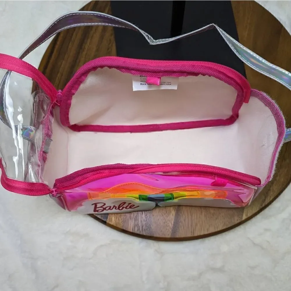 Barbie Kids Rainbow Cloud Play Purse  Zip Closure Fun Clear Pink